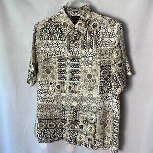 Claiborne Print 100% Rayon Large Men’s Casual Button Front Short Sleeve Shirt